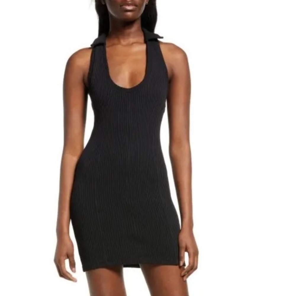 BDG ANN MARIE COLLARED SLEEVELESS RIBBED SWEATER DRESS